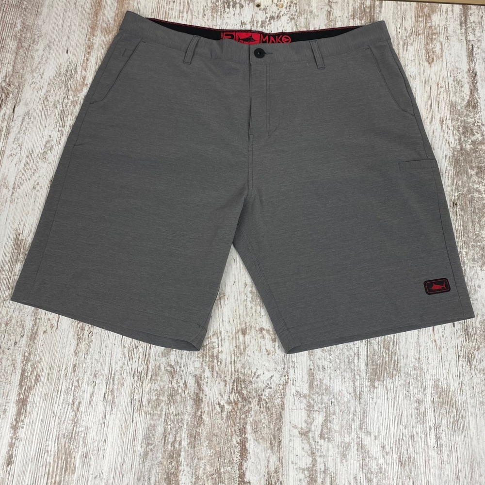 Pelagic Mako Hybrid Shorts Men's 40 Gray Performance Stretch Fishing Swim